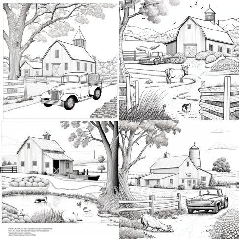 Grayscale Coloring Book Pages